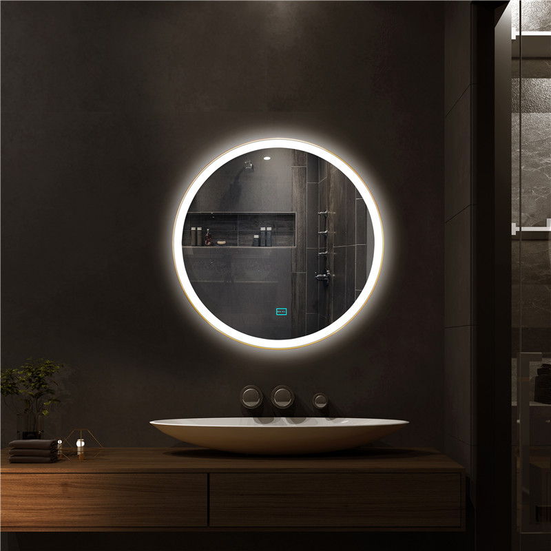 Stainless steel framed LED bathroom mirror