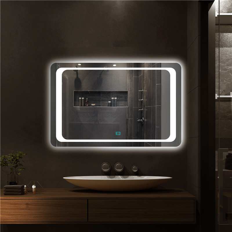 Touch Screen LED Lights Illuminated Backlit Lighted Bathroom Anti Fog Bath Smart Vanity  Mirror With Lighting